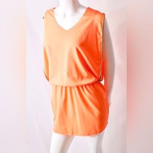 Ark & Co. Neon Orange with Chains Club Party Dress Size Small